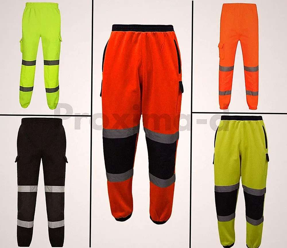 Herren Hi Viz Vis Arbeit Fleece Hose Sicherheit Jogginghose Jogging Jogginghose Hose