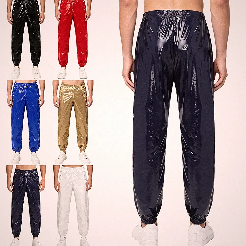 Herren wasserdichte Windelhosen Training Hosen Seiten Taillenknöpfe Jogginghosen
