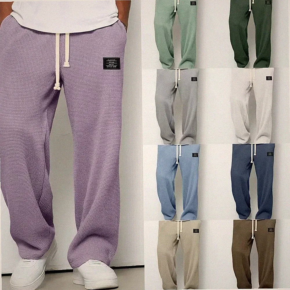 Herren Weites Bein Freizeithose Sweatpants Jogginghose Bequem Baggy Hosen DE