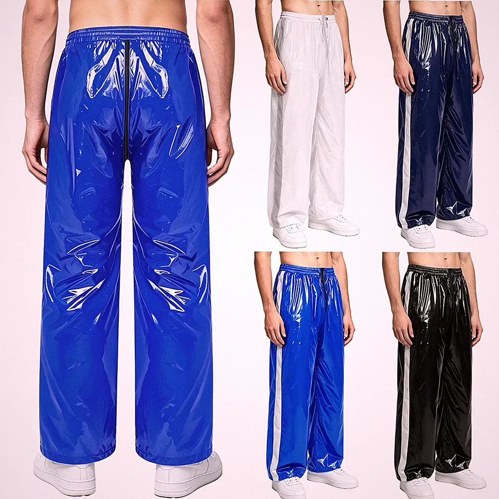 Herren Wetlook Jogginghose wasserdichte Reflektierende Cargohose Outdoor Sport