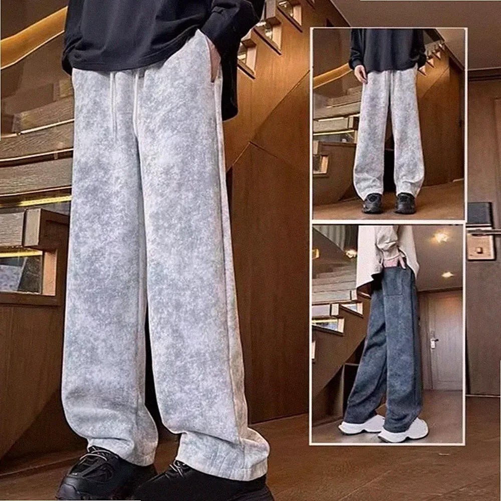 Herren Wide Leg Jogginghose Loose Fit Kordelzug Elastische Taille Batik Hose