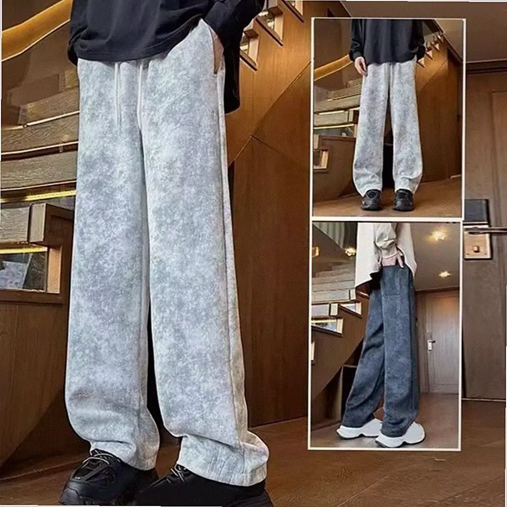 Herren Wide Leg Jogginghose Loose Fit Kordelzug Elastische Taille Batik Hose