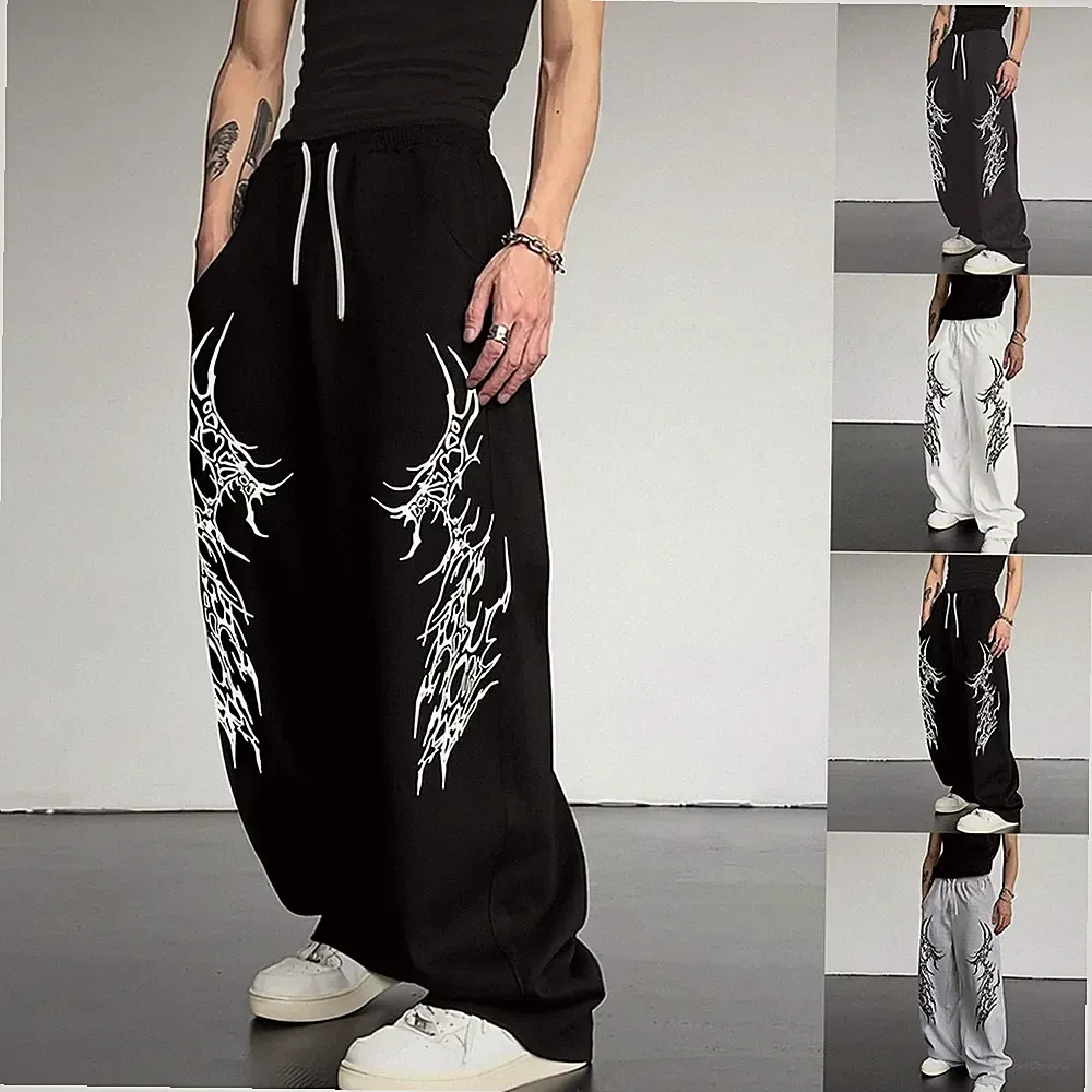 Herren Wide Leg Straight Hose für freizeit Gothic 3D Print Loose Fit Jogginghose