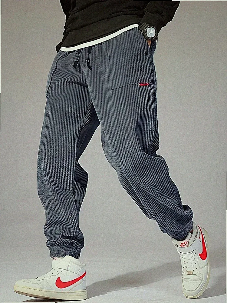 Herren Winter Cord Jogginghose Warm Fleece Freizeit Harem Sweatpants