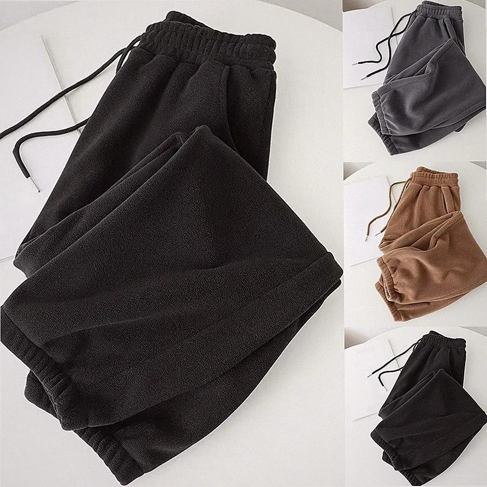 Herren Winter Doppelseitige Fleece Hose für freizeit Lockere Jogginghose mit