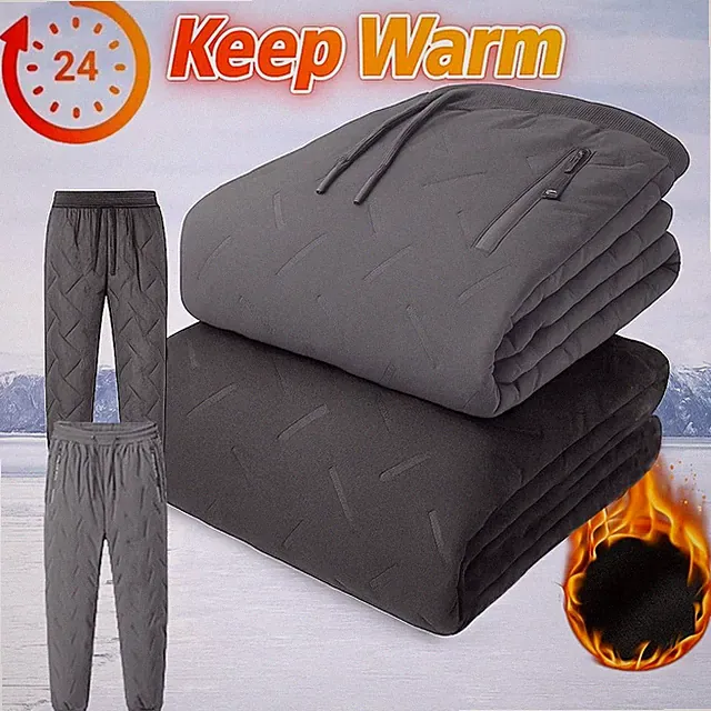 Herren Winter Fleece gefütterte Hose dicke Thermo Jogginghose warme Hose Pants