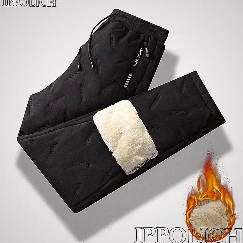 Herren Winter Fleece Gefütterte Jogginghose Warm Thermo Laufen Winddicht Hose
