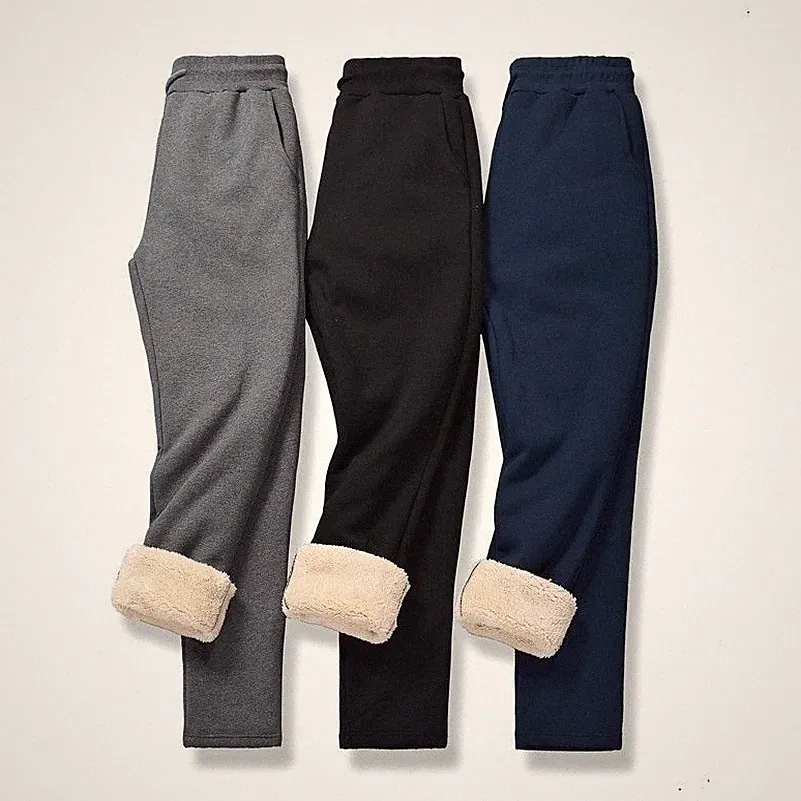 Herren Winter Fleece Hosen Warm Verdicken Gefüttert Sport Jogginghosen Locker