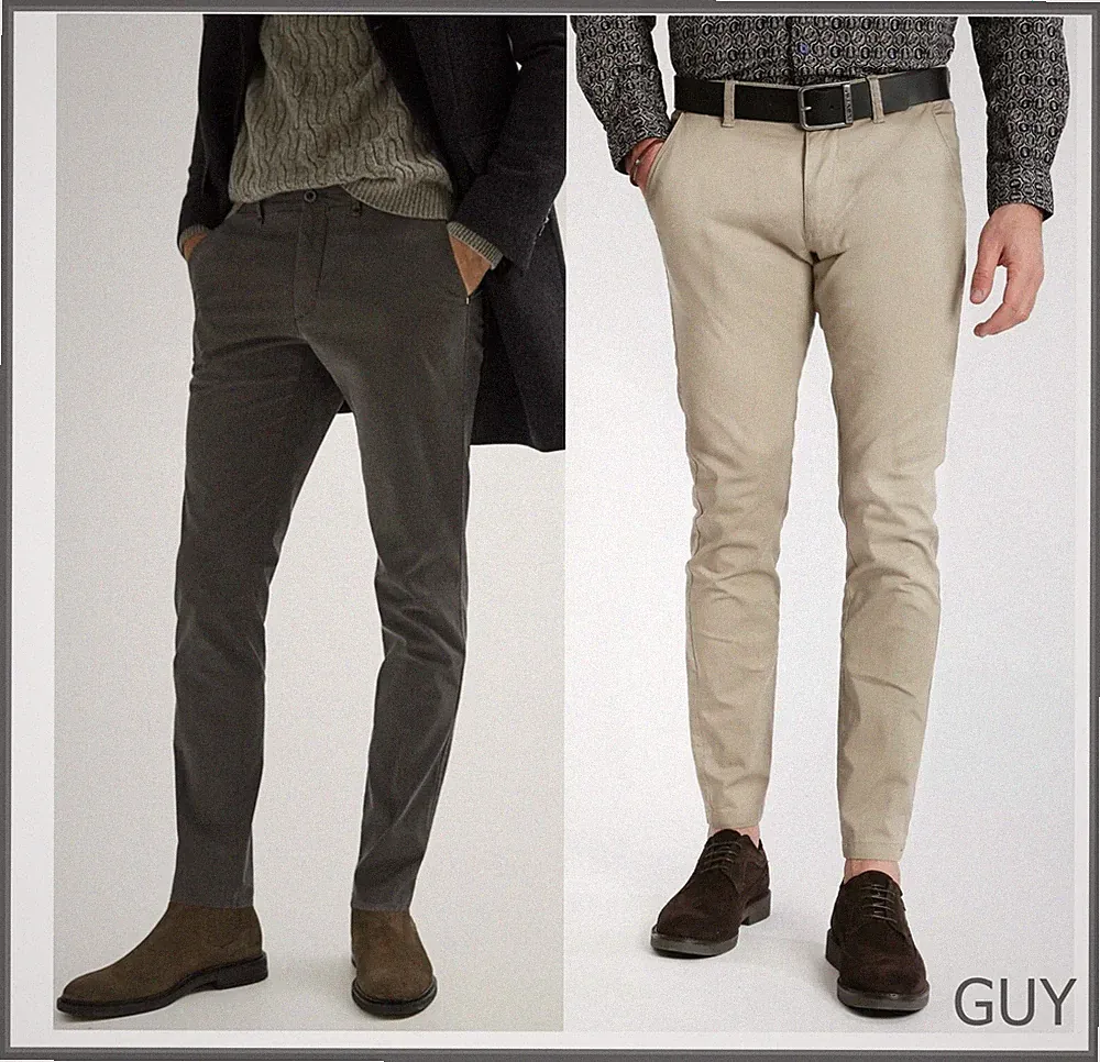Herren Winter Hose Chino Slim Fit Elegant Baumwolle Grau 46 54 56