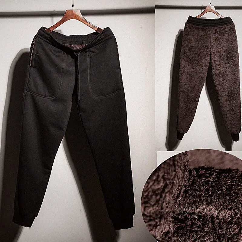 Herren Winter Sport Harem Hose Jogginghose Mit Dickem Sherpa Futter Fleece Warm