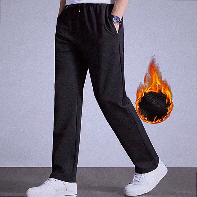 Herren Winter Thermal Fleece Gefüttert Lange Hosen Thermal Jogging Hose Hosen