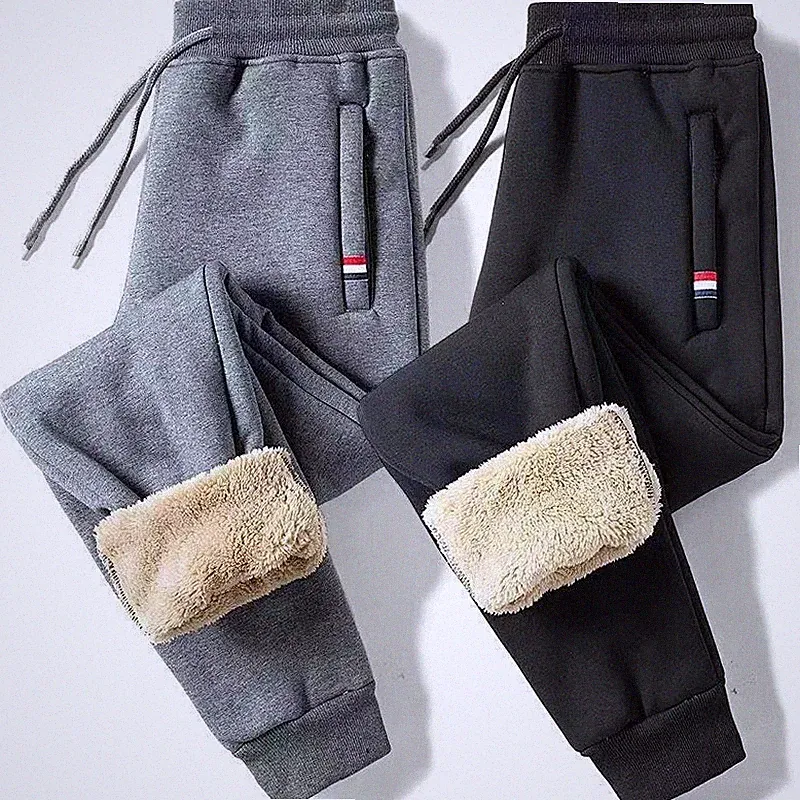 Herren Winter Thermo Fleece Gefüttert Dicke Trainingshose Warm Freizeit Jogger Jogginghose
