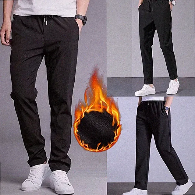 Herren Winter Warm Fleece Gefüttert Verdicken Hosen Sport Jogginghose Joggers