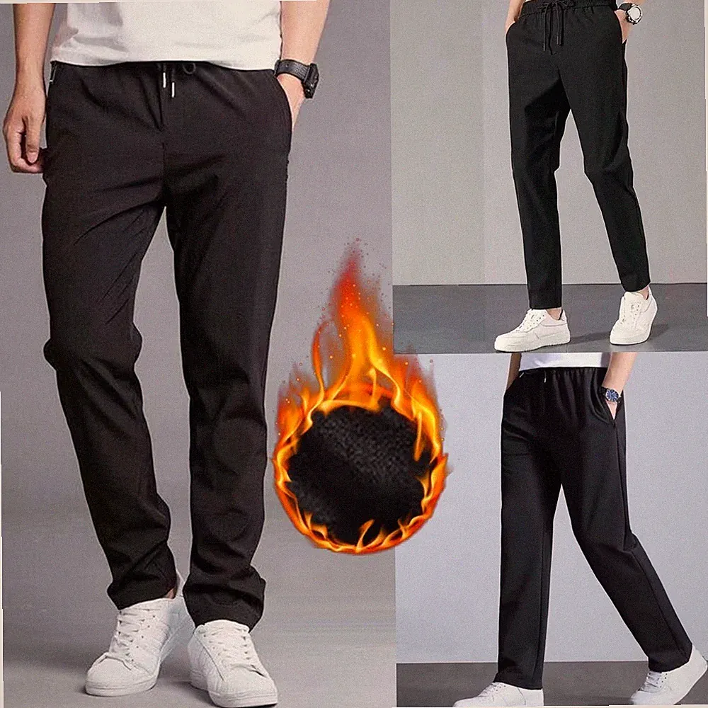Herren Winter Warm Fleece Gefüttert Verdicken Hosen Sport Jogginghose Joggers
