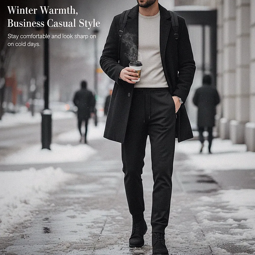 Herren Winter Winddichte Thermo Fleece Freizeithose, für Business Freizeit