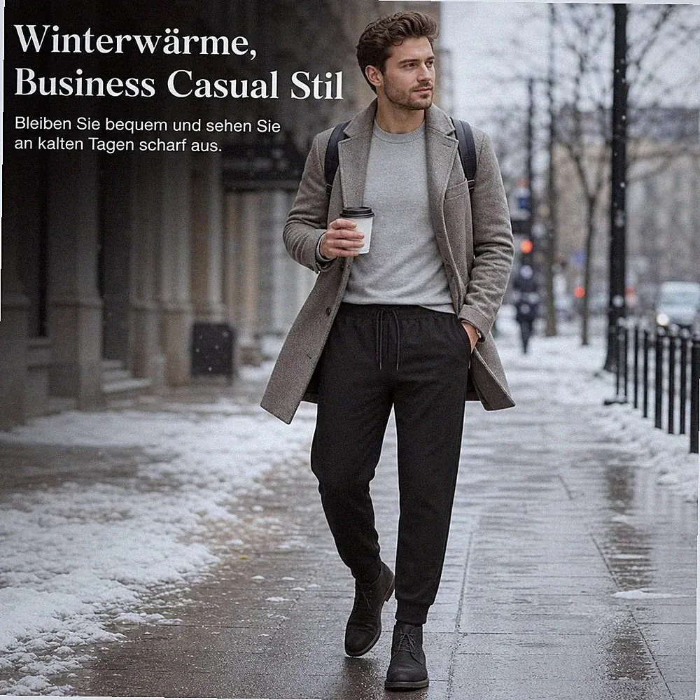 Herren Winterhose - Thermo Freizeithose für Business Casual - mit Kordelzug