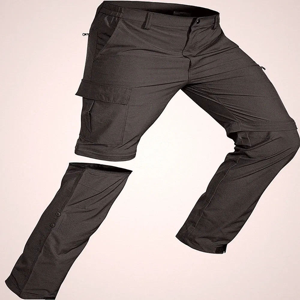 Herren Zip-Off Wanderhose abnehmbar Trekkinghose atmungsaktiv 5 Taschen Outdoor