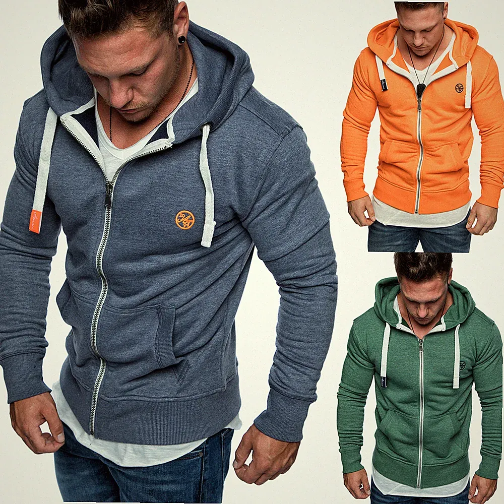 Herren Zipper Kapuzenpullover Sweatjacke Pullover Hoodie Sweatshirt 1-04029