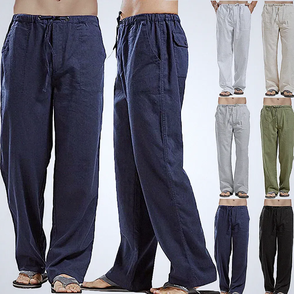 Herrenhose Leinenhose Sommerhose Cargo Freizeithose Komfort Jogginghose 34-48