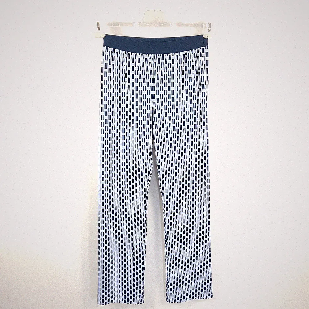 Herzensangelegenheit Hose Damen Gr. 36 S Blau Gelb Muster Jogginghose Herzen's