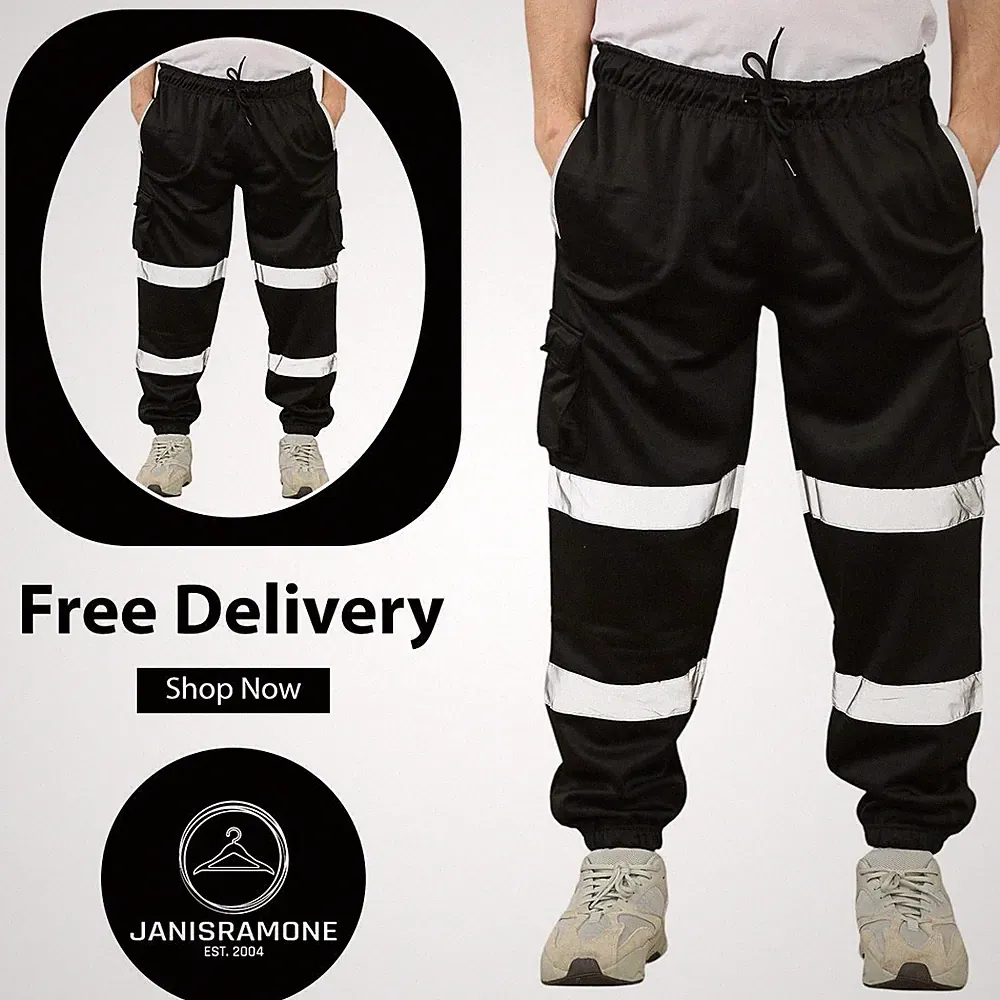 Hi Vis Arbeitshose Herren Warnschutz Reflektierend Sicherheits Fleece Jogginghose Hose