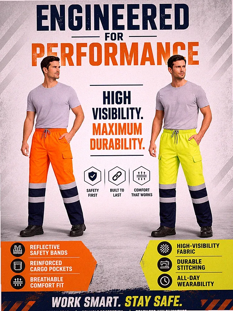 Hi Vis Cargo Jogginghose Herren Reflektierende Hose Fleece Arbeitshose