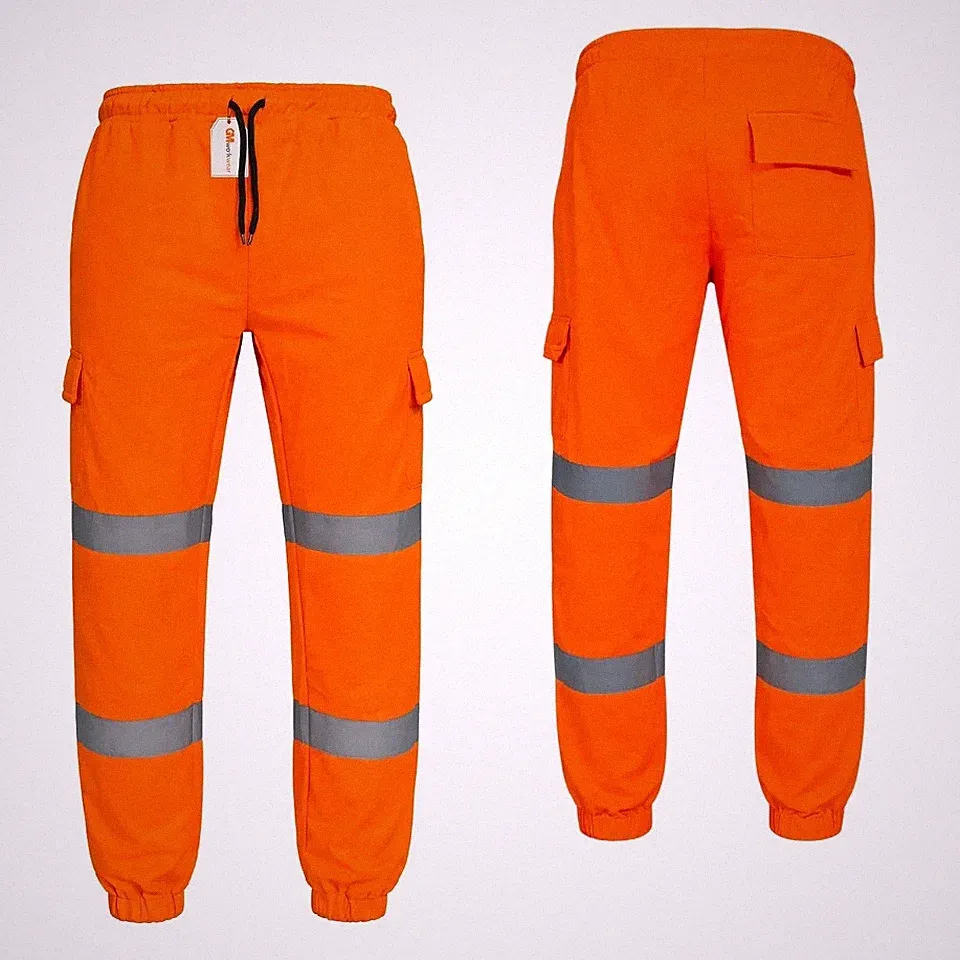 GM Workwear Hi Vis Cargo Jogginghose Herren PSA Fleece Arbeitshose 300D Knie UK