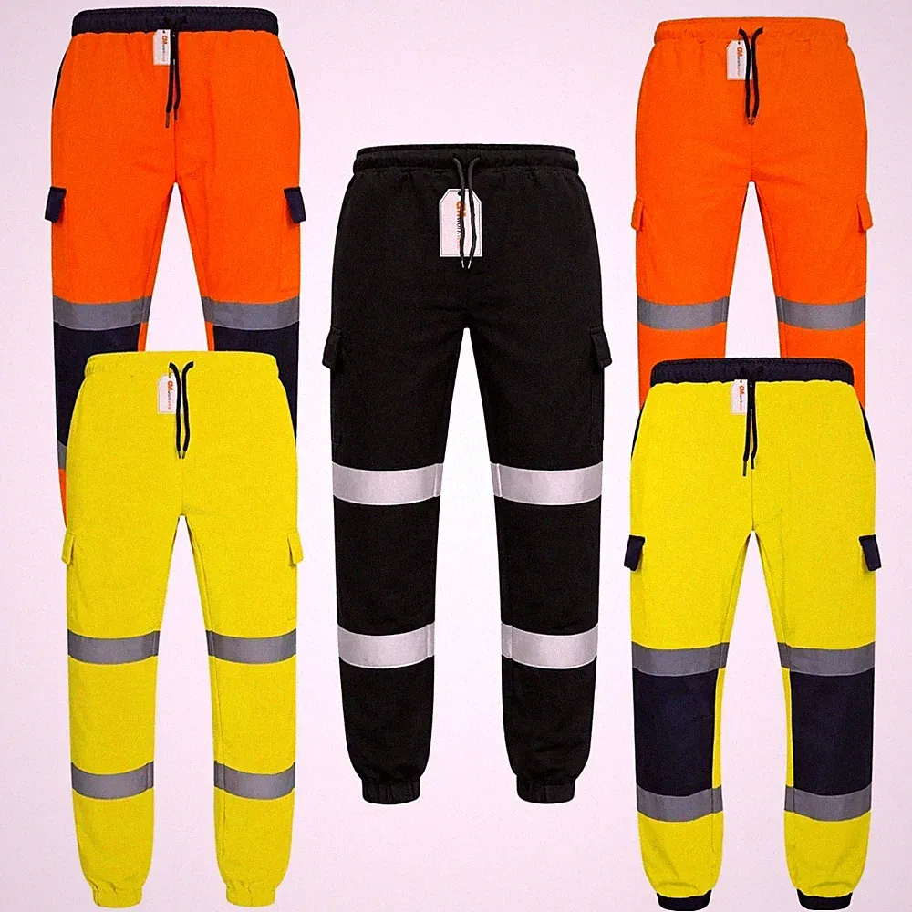 Hi Vis Rail Spec Thermo Cargo Jogginghose verstärktes Knie Arbeitshose PSA