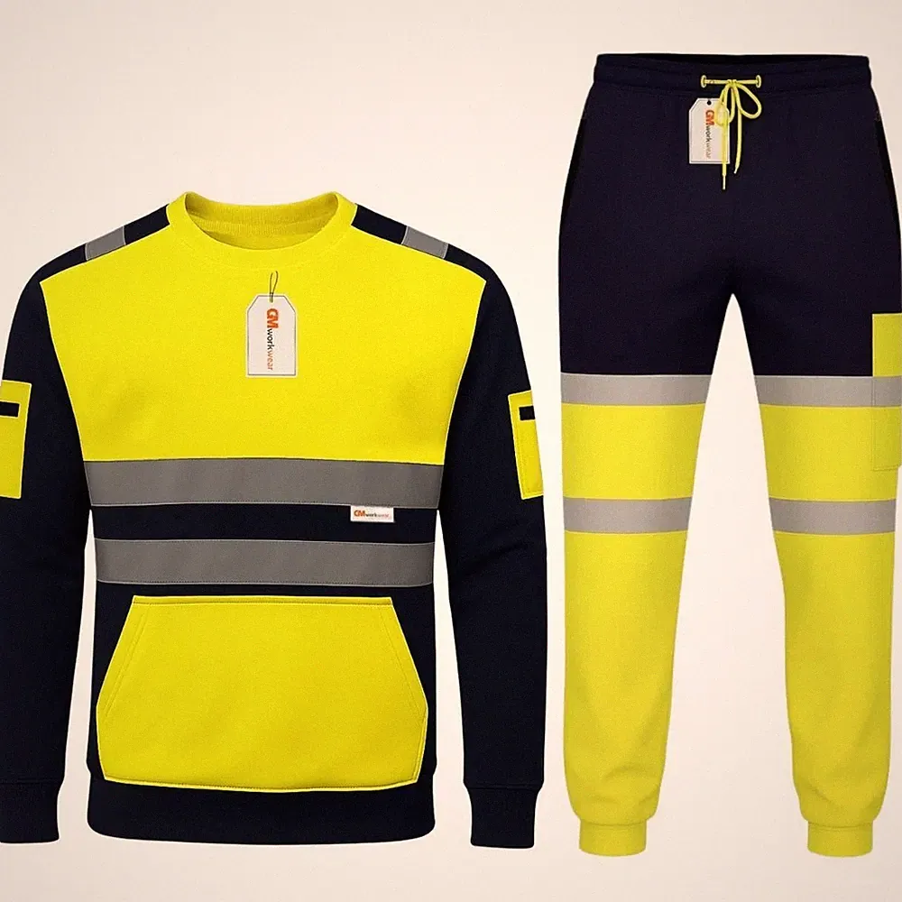 Hi Vis Fleece Trainingsanzug Rundhals Sweatshirt Cargo Jogginghose Herren reflektierend PSA