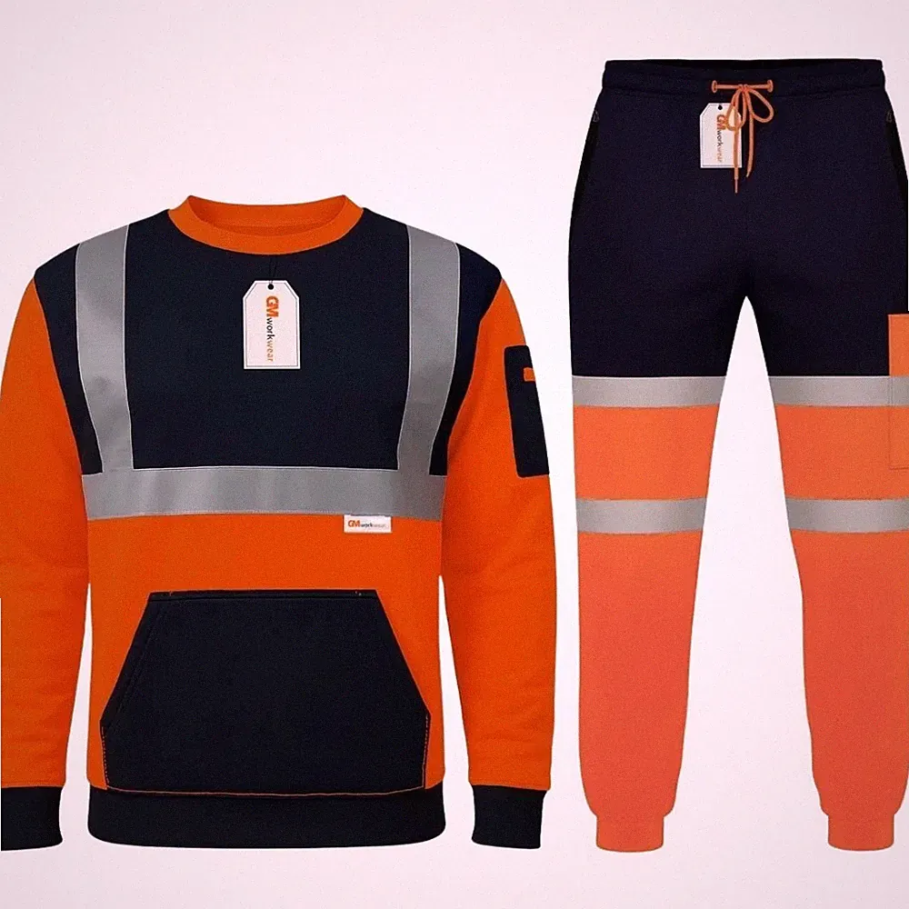 Hi Vis Fleece Trainingsanzug Rundhals Sweatshirt Cargo Jogginghose Herren reflektierend PSA