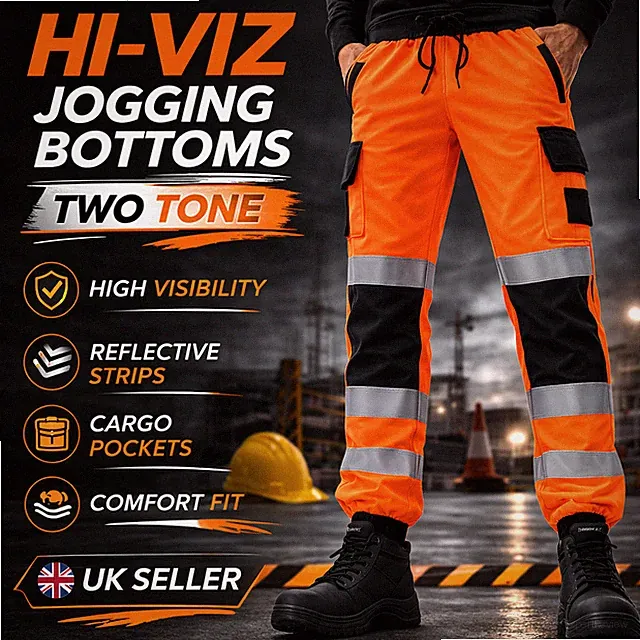 Hi Vis Jogginghose zweifarbig Cargo Arbeitshose reflektierend Sicherheitsjogginghose