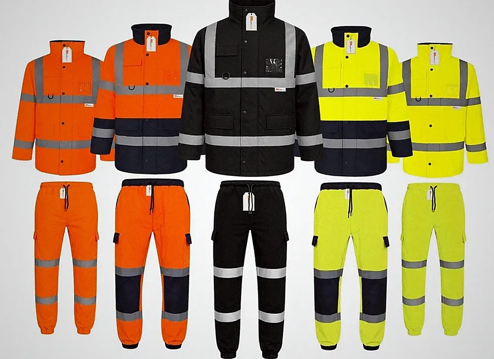 Hi Vis Parka Jacke Cargo Jogginghose Set Herren Wasserdicht Winter Reflektierend Workwear