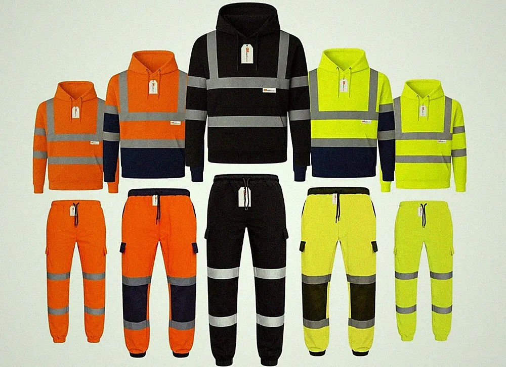 GM Hi Vis Hoodie Cargo Jogginghose Set Herren Reflektierend Trainingsanzug Workwear EN20471 UK