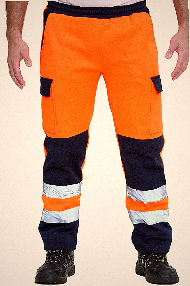 HI VIS VIZ JOGGINGHOSE WORK WEAR SLIM FIT HOSE SICHERHEITSJOGGINGHOSE SWEAT Herren