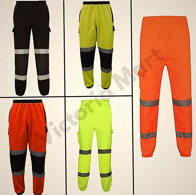 Hi Vis Work Wear Hose Warnschutz Reflektierend Jogging Jogger Pants S-5XL