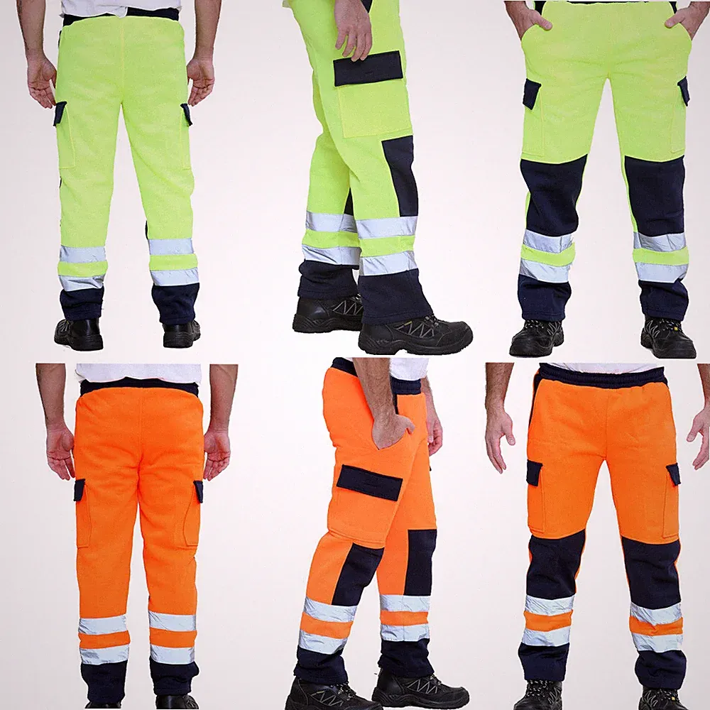 Hi Viz Herren Arbeitskleidung Hose reflektierendes Fleece hohe Sichtbarkeit Sicherheit Worker Jogginghose