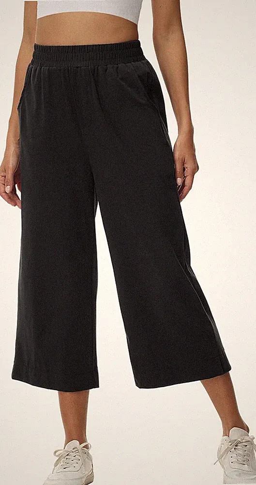 HMIYA Damen 3/4 Baumwolle Culotte Hose Leicht Sommerhose Aus Dreiviertel Jogging