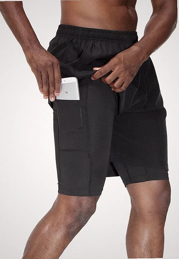 HMIYA Herren 2 in 1 Shorts Fitness Sporthose Kurz Jogginghose Schnelltrocknende