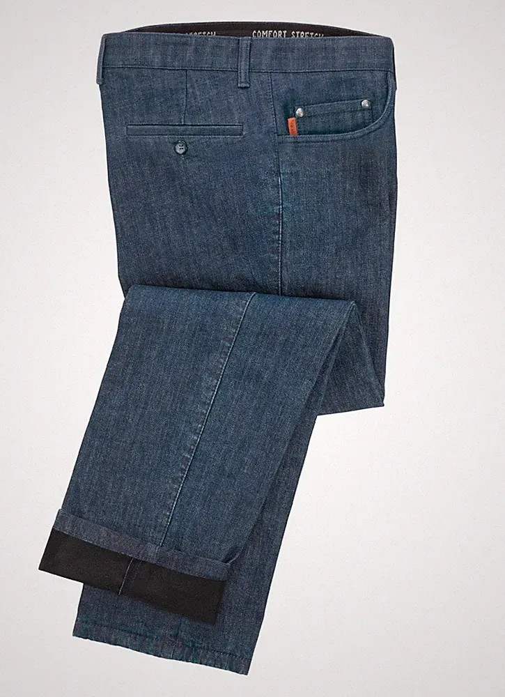 Hochwertige Francesco Botti Herren Thermo-Jeanshose mit Stretch in Kurzgröße