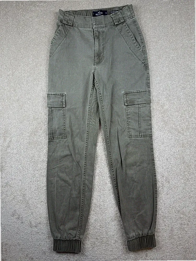 Hollister Jogginghose Damen XS Oliv Tapered Leg Ultra High Rise Classic Stretch