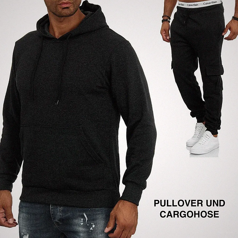 HOODIE + Cargohose Herren Trainingsanzug Jogginganzug Sportanzug Jogging Anzug