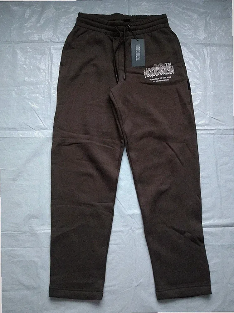Hoodrich Herren Grafikdruck Braun Jogginghose Trainingshose Trainingsanzug Gr. Small Neu