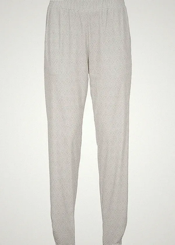 Hose beige 32/34 Damen Jogginghose mit Rautenmuster und Raffungen 5.6671