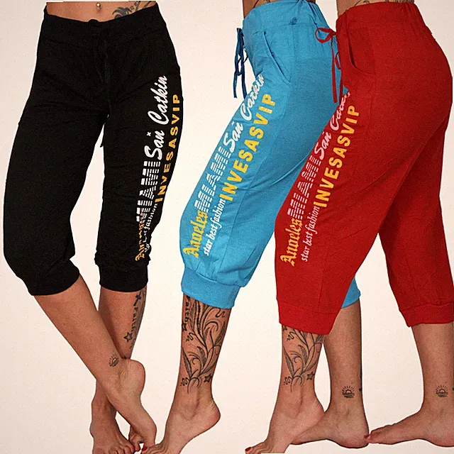 Hose Capri 3/4 Leichte Jogging Miami Star VIP Sport Fitness Yoga High Waist