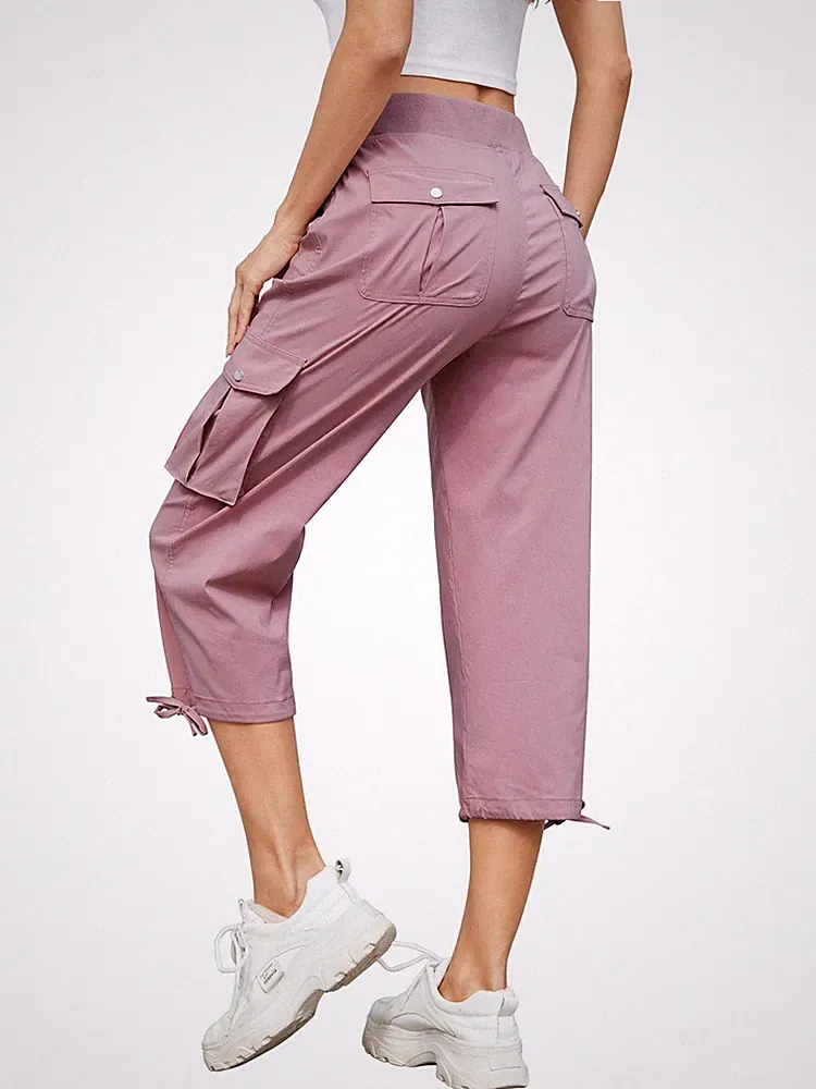 Hose Damen 3/4 Sommer Casual Cargohose Caprihose Jogginghose Comfy Stretch