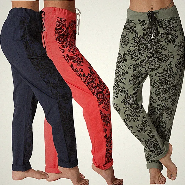 Hose Jogging Blume Druck Sport Baggy Loose Fit Harem Chino Pump Lauf Bunt Sommer
