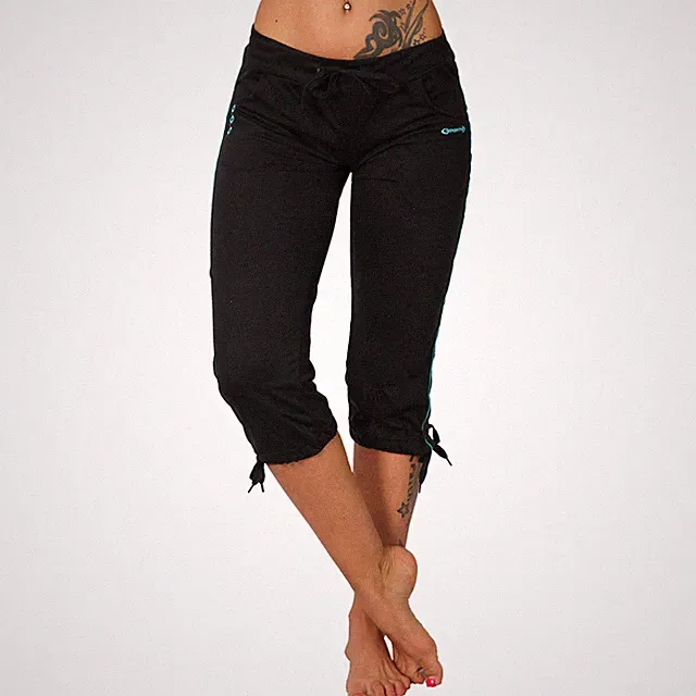 Hose Jogging Capri Sport 3/4 Niedrige Leichte farbiges Band Fitness Taschen 3743