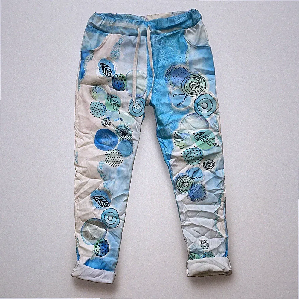 Hose Jogging-Stil Weiss Mit Blau Und Silber Neu Gr. M/L