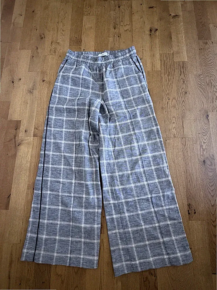 Hose Karo Kariert Grau Meliert Schlupfhose Gummizug Basic Klassiker Next 34