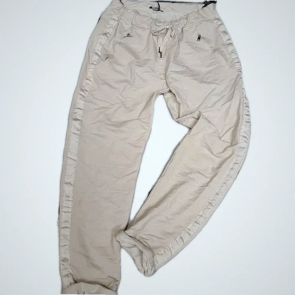 Hose Stoffhose Jogpants Jogginghose made in Italy Beige Gr. L bis XXL (1114)
